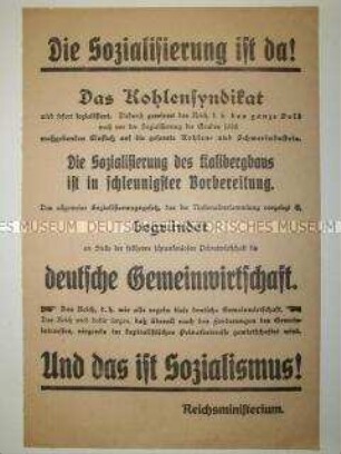 Maueranschlag zur Verkündung der Verstaatlichung des Kohlesyndikats