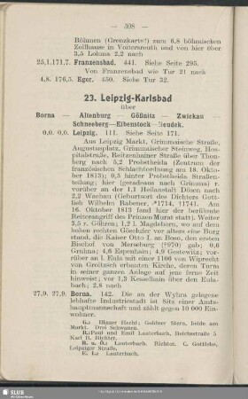 23. Leipzig - Karlsbad : über Borna - Altenburg - Gößnitz - Zwickau - Schneeberg - Eibenstock - Neudek