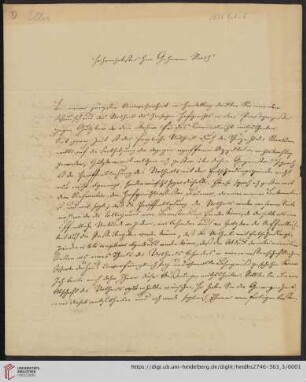 Briefe von Elias Eller an Carl Joseph Anton Mittermaier: Brief von Elias Eller an Carl Joseph Anton Mittermaier