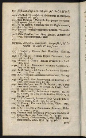 138-160, Heraldici, Antiquarii, Numismatici, Geographici, & Itineraria, in Octavo & min. forma - Genealogici, Chron. & Historici, in Octavo & min. forma