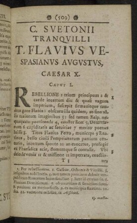 C. Suetonii Tranquilli T. Flavius Vespasianus Augustus, Caesar X.
