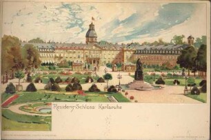 Postkartenalbum. "Residenz-Schloss Karlsruhe". Schloss mit Schlossplatz