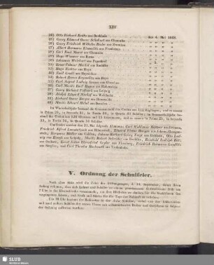 V. Ordnung der Schulfeier