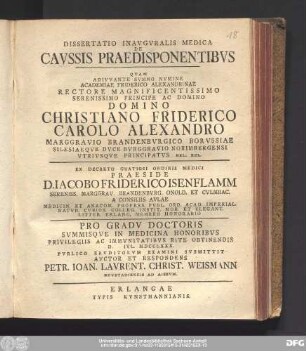 Dissertatio Inavgvralis Medica De Cavssis Praedisponentibvs