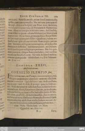 Epistola XXXVI. Amsterodamum. Cornelio Plempio suo.
