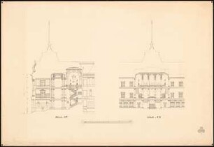 Ministerial-Dienstgebäude West, Straßburg Projekt II: Treppenhaus: Querschnitt, Längsschnitt