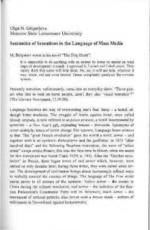 Semantics of sensations in the language of mass media