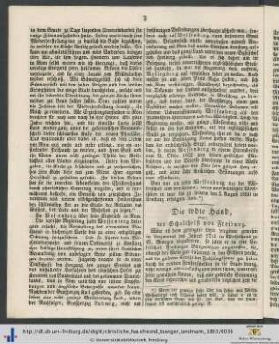 Die todte Hand, oder: der Schultheiß von Freiburg.