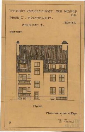 Fischer, Theodor; München - Laim; Wohnsiedlung Terraingesellschaft Neu-Westend - Haus 'C' Baublock I (Ansicht)