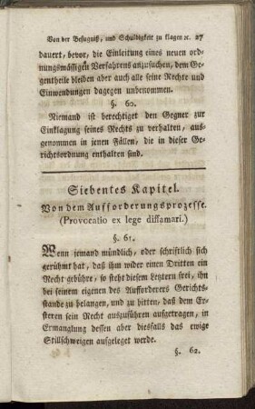 Siebentes Kapitel. Von dem Aufforderungsprozesse. (Provocatio ex lege diffamari.)
