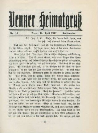14.1917: Venner Heimatgruss