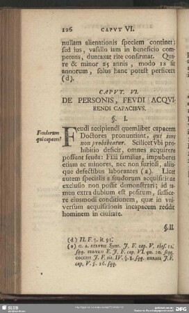 Caput. VI. De Personis, Feudi Acquirendi Capacibus
