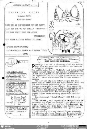 1985,Feb.: Informationsbrief für unsere Mitarbeiter