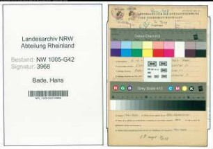 Entnazifizierung Hans Bade , geb. 06.10.1907 (Schriftsetzer)