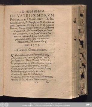 Carmen Gratulatorium.