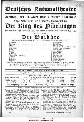 Der Ring des Nibelungen Dritter Tag: Die Walküre