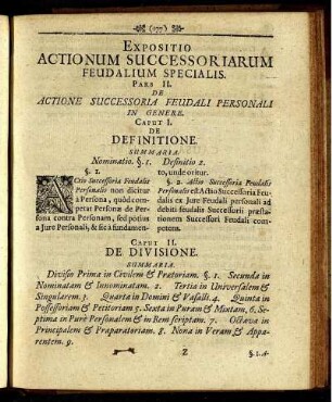 Expositio Actionum Sucessoriarum Feudalium Specialis. Pars II.
