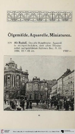 Ölgemälde, Aquarelle, Miniaturen (Nr. 579-598)