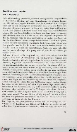Tonfilm von heute