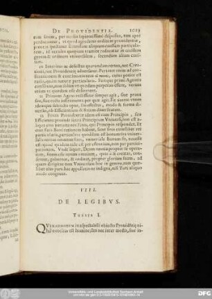 VIII. De Legibus.