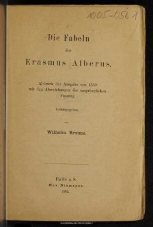 Die Fabeln des Erasmus Alberus