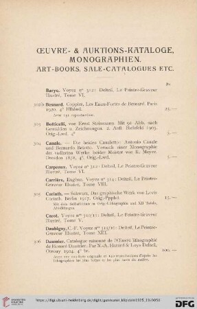 Œuvre- & Auktions-Kataloge, Monographien. Art-Books, Sale-Catalogues etc. (Nr.302b-495)