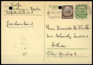 W. Kolbe an K. Kübler