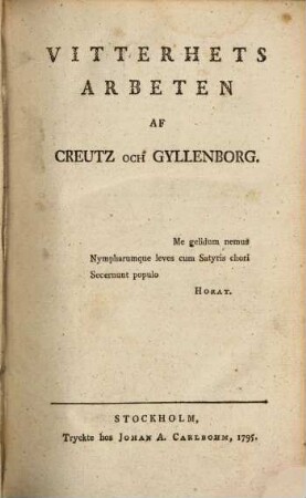 Vitterhets arbeten af Creutz och Gyllenborg