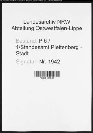 Sterberegister Standesamt Plettenberg-Stadt