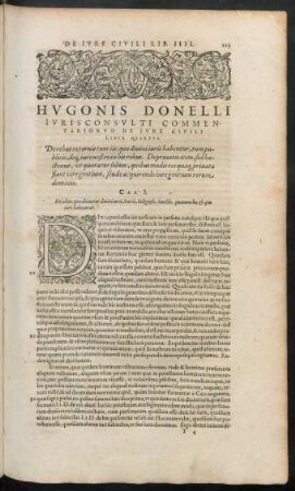 Hugonis Donelli Iurisconsulti Commentariorum De Iure Civili Liber Quarti.