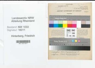 Entnazifizierung Friedrich Hinterberg , geb. 18.07.1898 (Polizeibeamter)