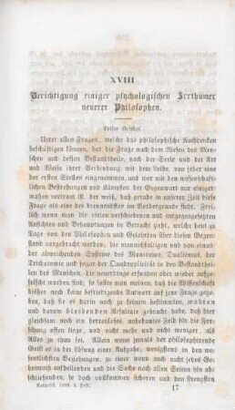 257-276 Berichtigung einiger psychologischen Irrthümer neuerer Philosophen