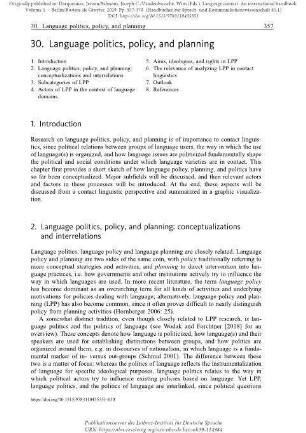 Language politics, policy, and planning