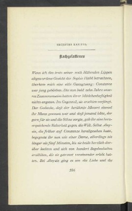 Sechstes Kapitel Nachgelassenes