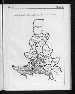Städtische Bezirke und deren Einwohnerzahl am 1. November 1913.