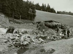 Müglitztal. Ruine der Leglermühle, alte Lohmühle, bei Johnsbach nach der Unwetterkatastrophe vom 8./9. Juli 1927