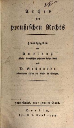 Archiv des preußischen Rechts. 2, 2. 1799