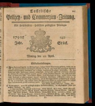 14tes Stück, Montag den 2ten April. 1792