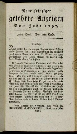 79tes Stück. Den 2ten Octbr.