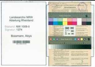 Entnazifizierung Aloys Bossmann , geb. 12.06.1908 (Landwirt)