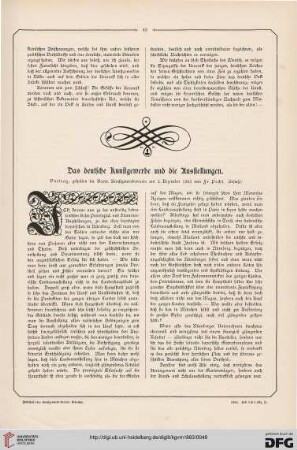 Das deutsche Kunstgewerbe und die Ausstellungen, [2]: Vortrag, gehalten im Bayer. Kunstgewerbeverein am 5. Dez. 1882