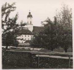 Steingaden, Wallfahrtskirche zum Gegeißelten Heiland auf der Wies von Nordosten