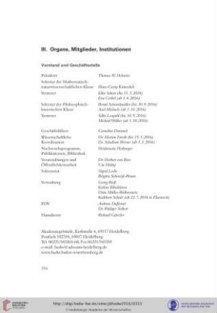Vorstand und Geschäftsstelle