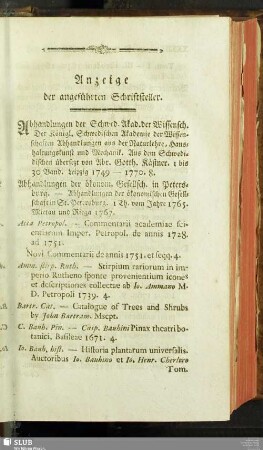 Anzeige der angeführten Schriftsteller