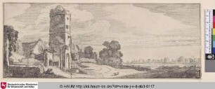 [Quadratischer Turm und Kirche; Square Tower and Church]