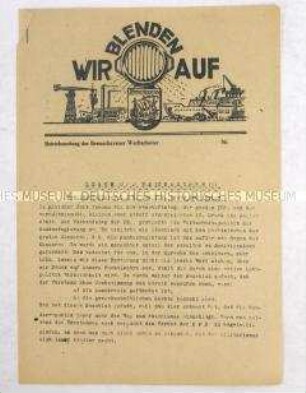 Hektografierte Betriebszeitung der KPD für die Belegschaft der Bremerhavener Werften zu Gewerkschaftsfragen