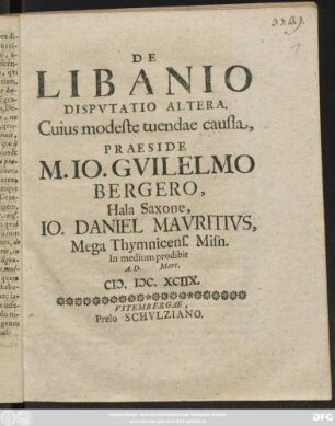 De Libanio Disputatio Altera