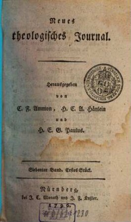 Neues theologisches Journal. 7, 7. 1796