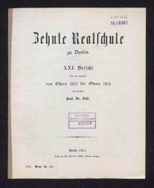 1913/14: Bericht - 1913/14