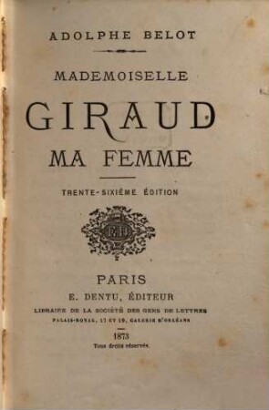 Mademoiselle Giraud ma femme